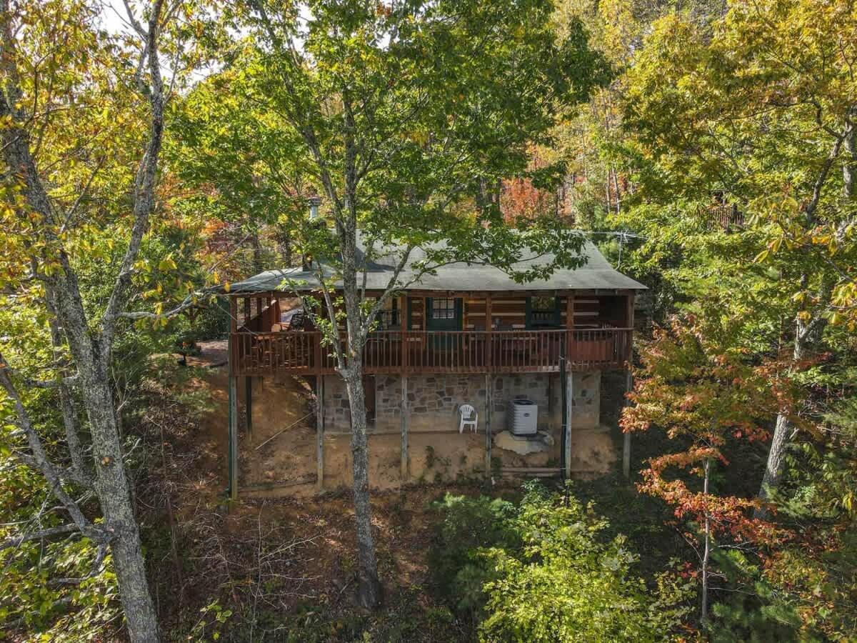 View! Cozy, Private, Fireplace, Hot Tub Log Cabin, Honeymoon! セバービル エクステリア 写真